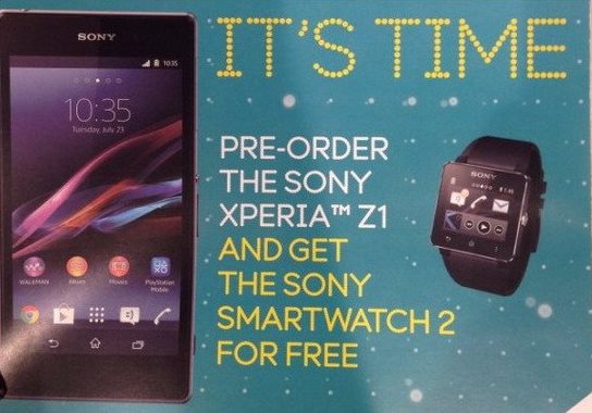 索尼Xperia Z1海報曝光 隨機附贈<span  style='background-color:Yellow;'>智能手表</span>